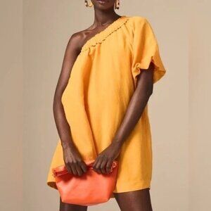 NWT Anthropologie One-Shoulder Dress Size XL Mango Linen Mini Relaxed Fit